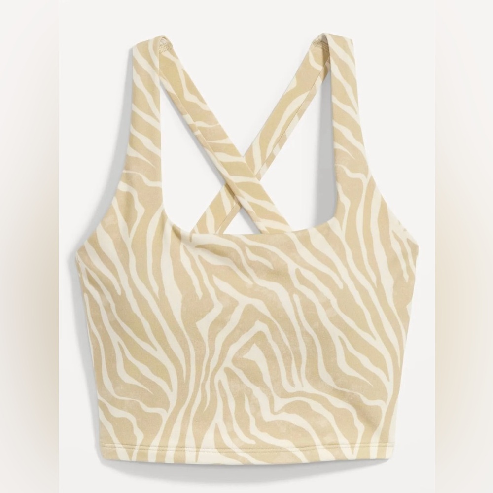 SOLD Old Navy Powerchill Cross-back Zebra Print Longline Sports Bra Small - Picture 1 of 3